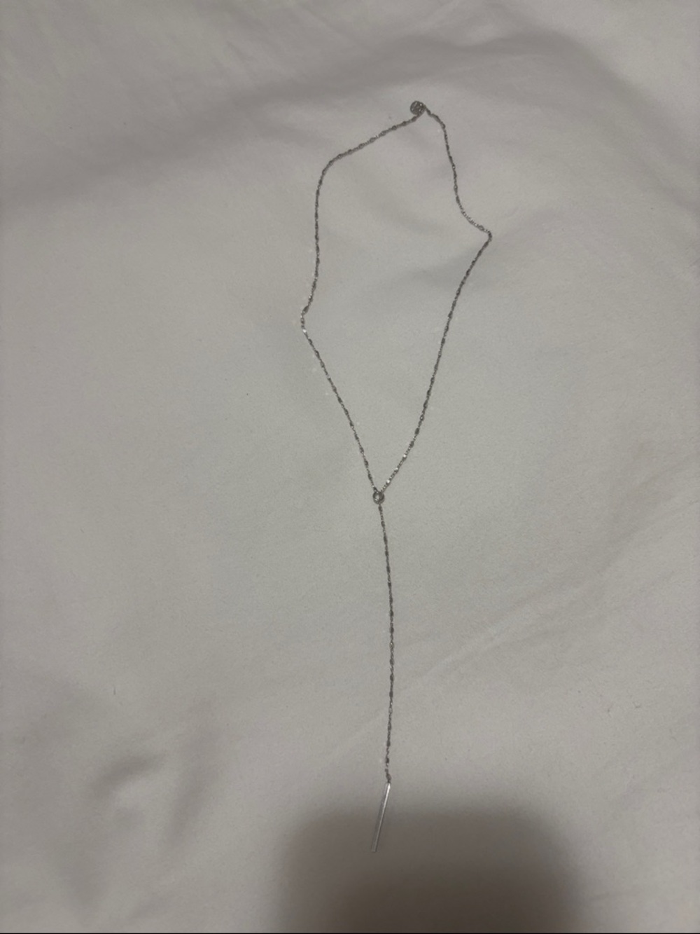 Minimalist Silver Lariat Necklace - Dainty Drop Pendant